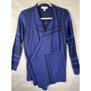 Dressbarn Women's Size Small Blue Plaid‎ Open Front Cardigan Sweater Knit